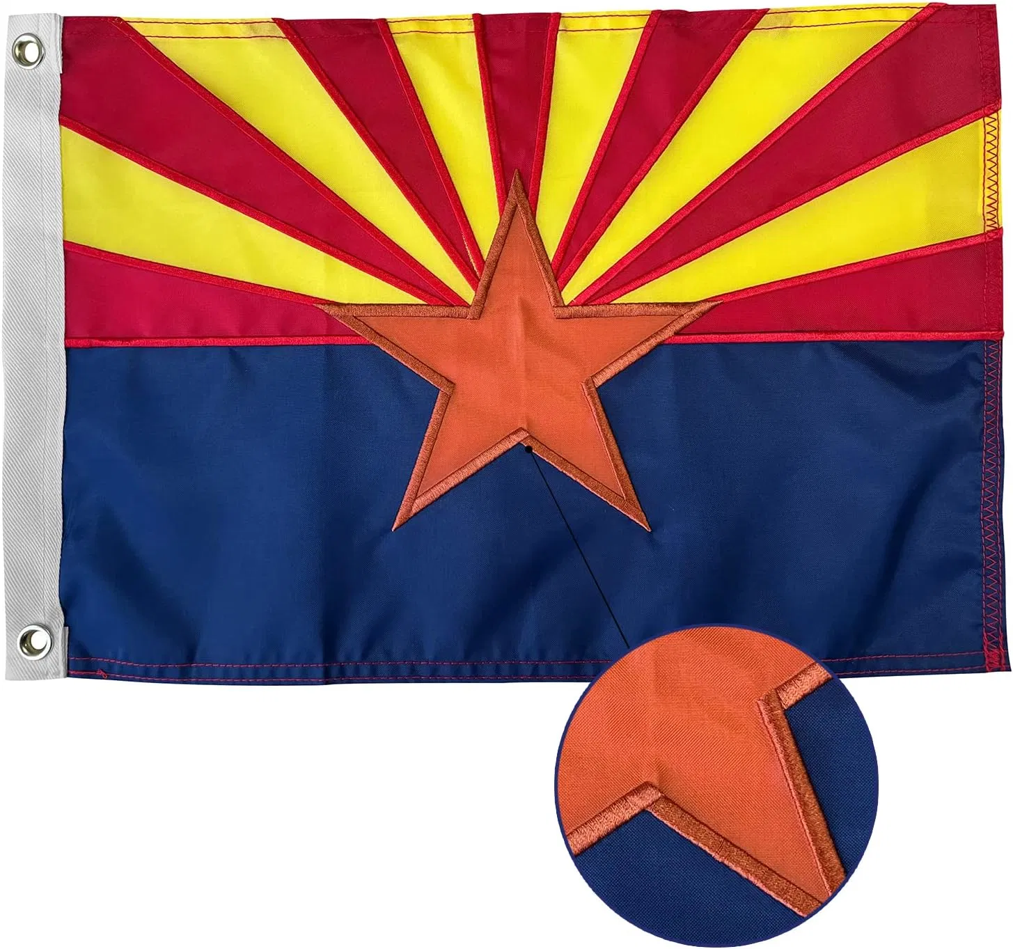 12X18 Inch Embroidery Arizona State Boat Flag Az Heavy Duty Nylon Banner Flag with 2 Brass Grommet for Outdoor Yacht/Jeep/Golf Cart/Beach Motorcycle/Truck Car