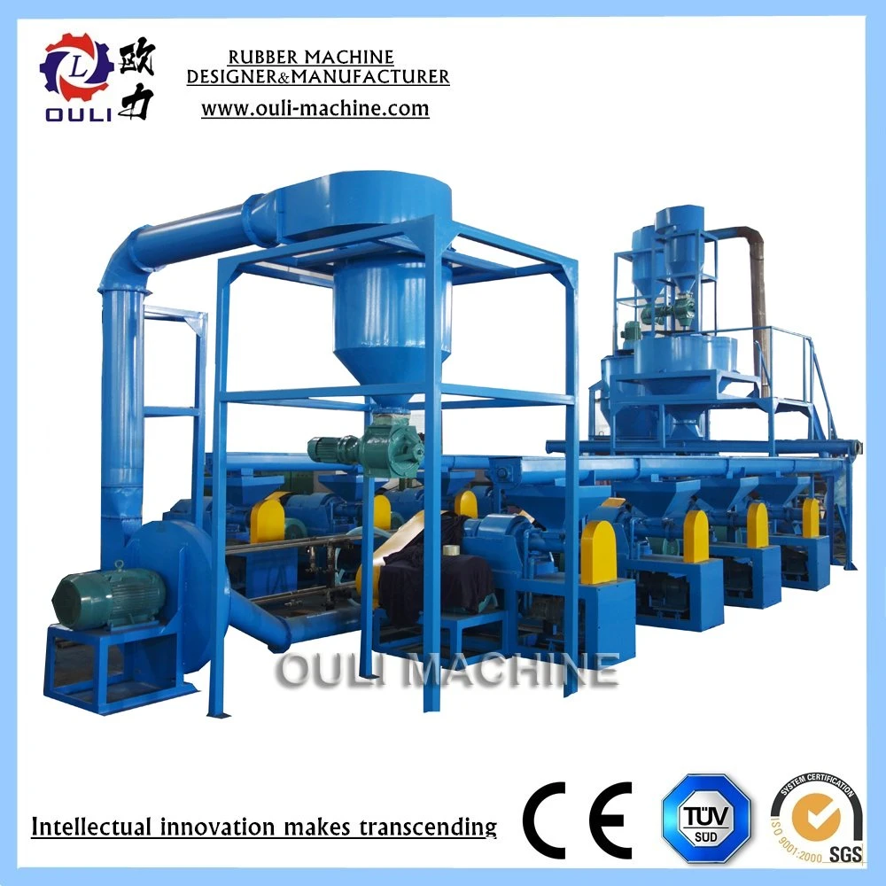 Full Automatic Waste Tire Recycling Machine, Double Shaft Shredder Machine Powder to Reclaimed Rubber