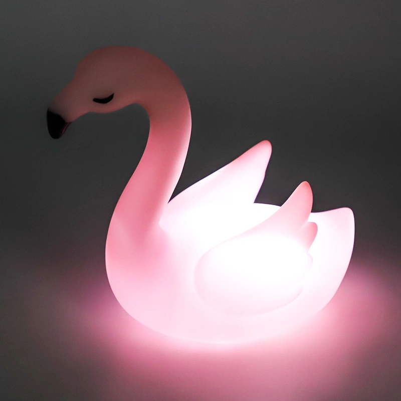 Noche Rosa claro Flamingo Bird Swan decoración de mesa en forma de cisne para Material PVC dormitorio niños