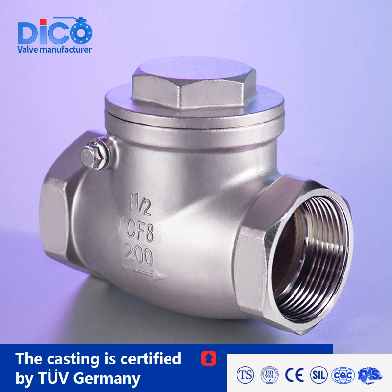 Dico Investment Casting Building Material 200wog Stainless Steel Bsp/BSPT Swing Check Valve