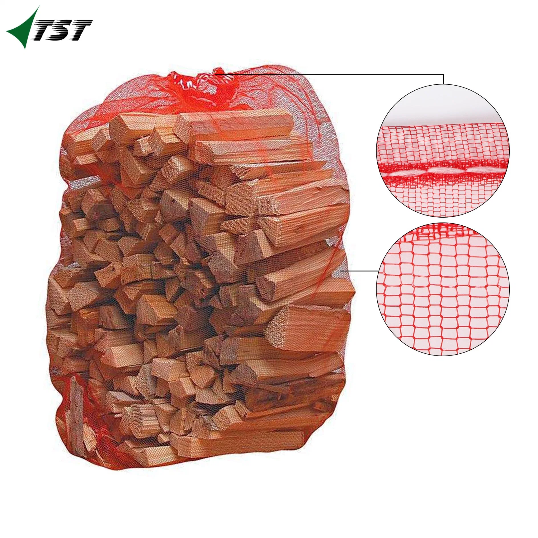 UV 180kly 40L 60L 80L1000L 1500L Virgin PP Leno Circular Fire Wood Kinding Firewood Packing Mesh Sack Bags Net