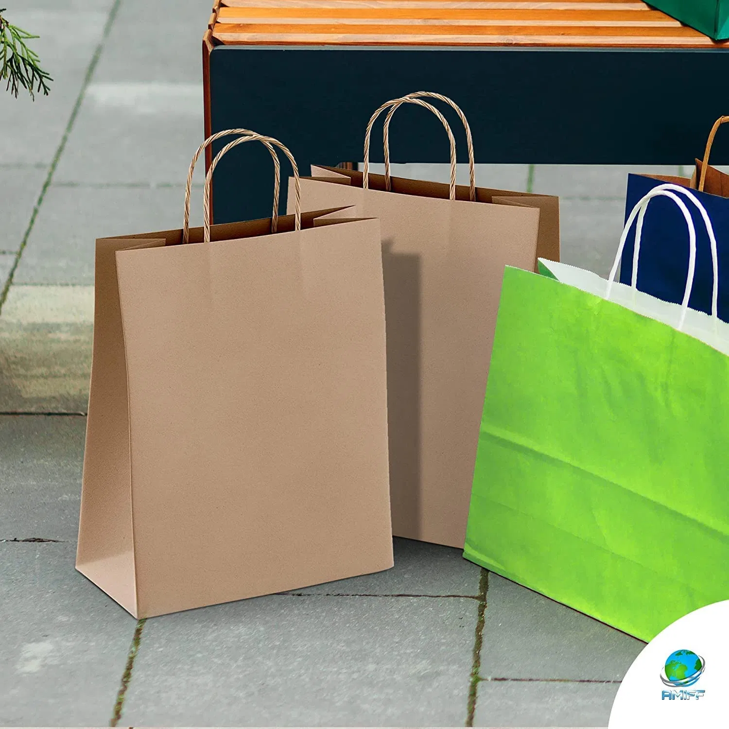 Brown Paper Shopping Bag. 10 X 5 X 13. Natural Brown. Reusable Brown Paper Bags with Handles. Wholesale/Supplier and Retail Goods. Carry and Carry Gifts.