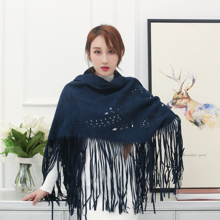 Wholesale/Supplier Fashion Style High quality/High cost performance Beautiful Fashion Lady Women Suede Scarf Shawl with Custom Hollow out Design