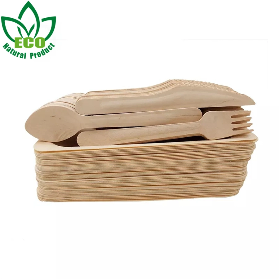 Disposable Customize Cutlery Fork Spoon Bio-Degradable Tableware Natural Cutlery Birch Wood Spoon