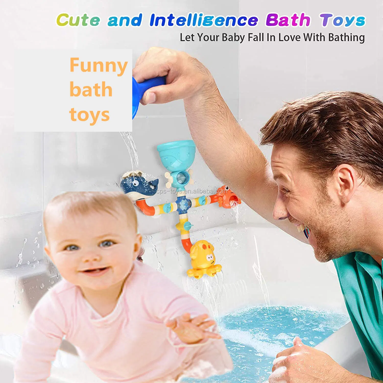 Baby DIY Pipes Tubes Bath Wall Toy Waterfall Fill Spin and Flow Bath Toys Bathtub Toys for 2 3 4 Year Old Kids Fun Birthday Gift