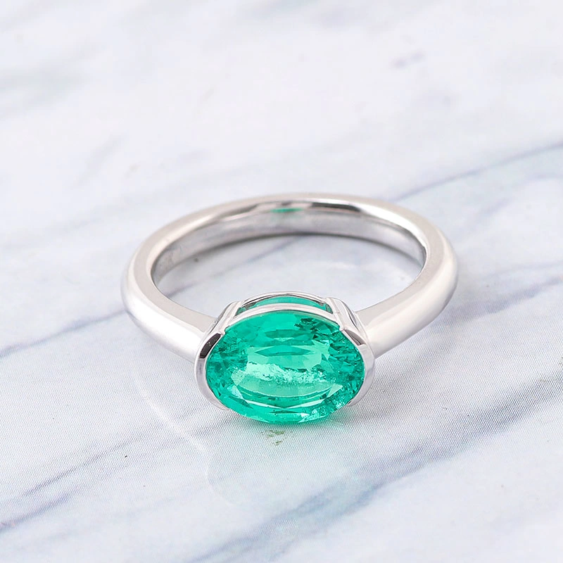 Provence Jewelry Ring Laboratory Grown Emerald Loose Gemstones Ring Fine Jewelry 10K White Gold Ring