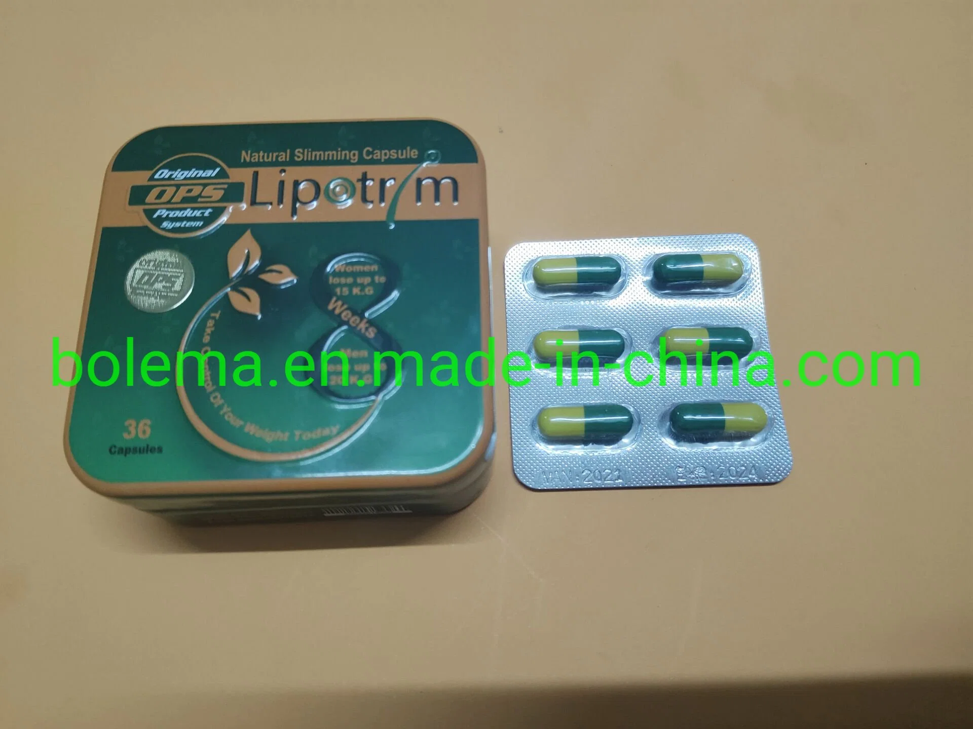 La cápsula de 36 píldoras de pérdida de peso Lipotrim Caja de hierro Las cápsulas de adelgazamiento