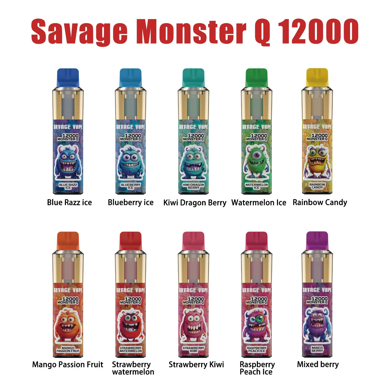 Vape Savage Оптовая Маслообмотка разлученный Monster Q 12000 puffs Вапанда 12K EU Германия Склад Puff одноразовый стилус Vape