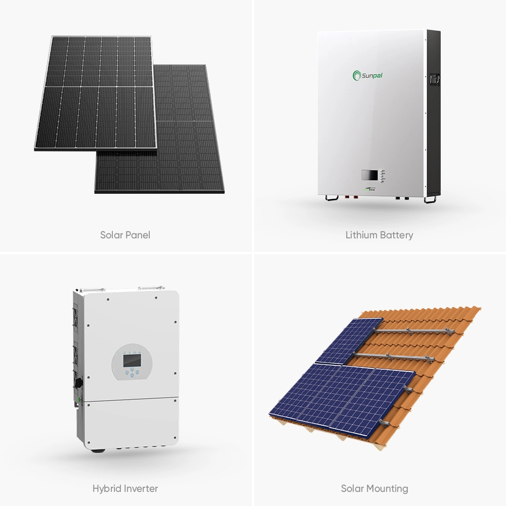 Sunpal completo 5kw 8kW 10KW 50kW de Grid Hybrid Solar Sistema de almacenamiento de energía del panel