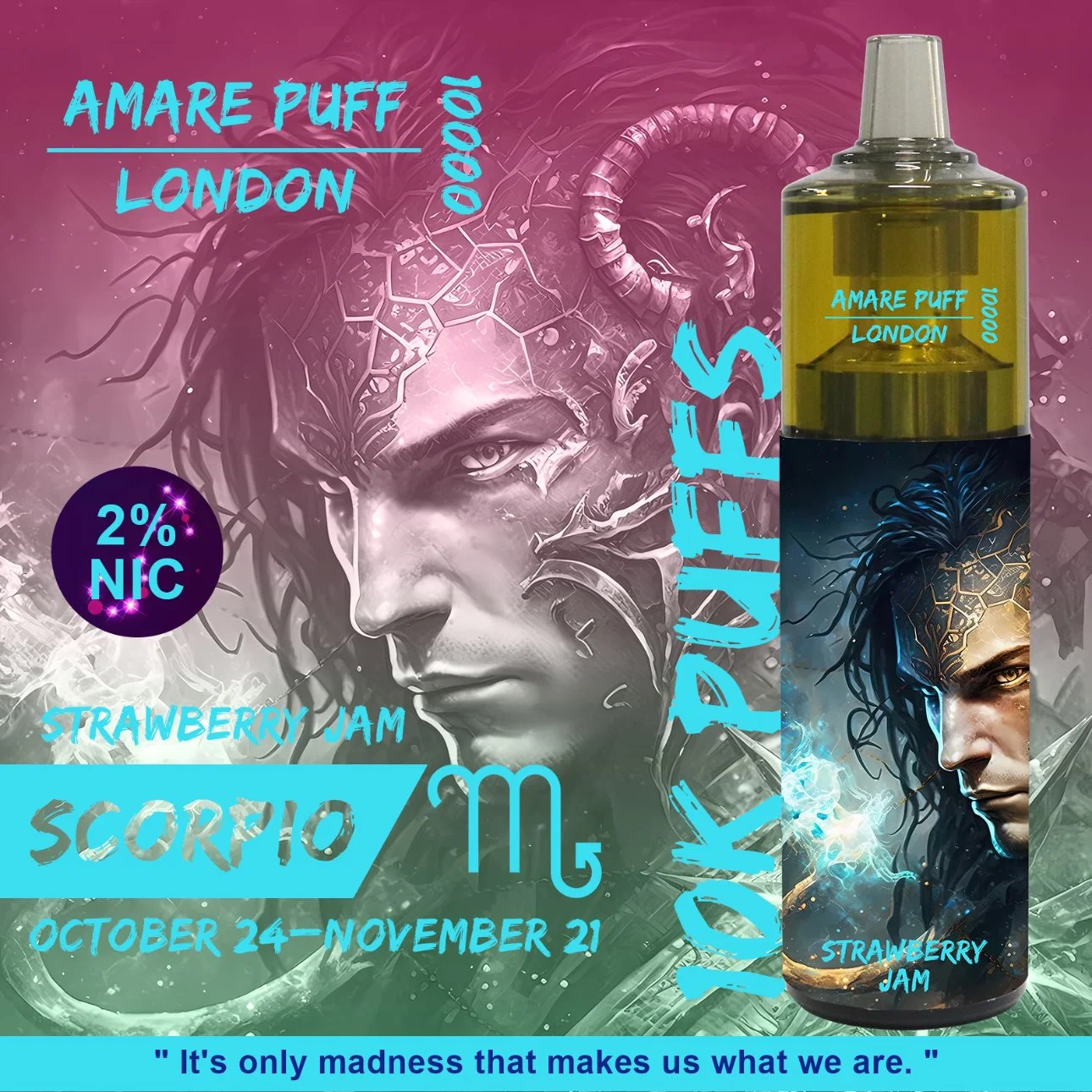 AMAE Puff London 10000 Puffs VAPE Pen Bar 20ml Mesh Flujo de aire de bobina ajustable Gorilla King VAPE Infy