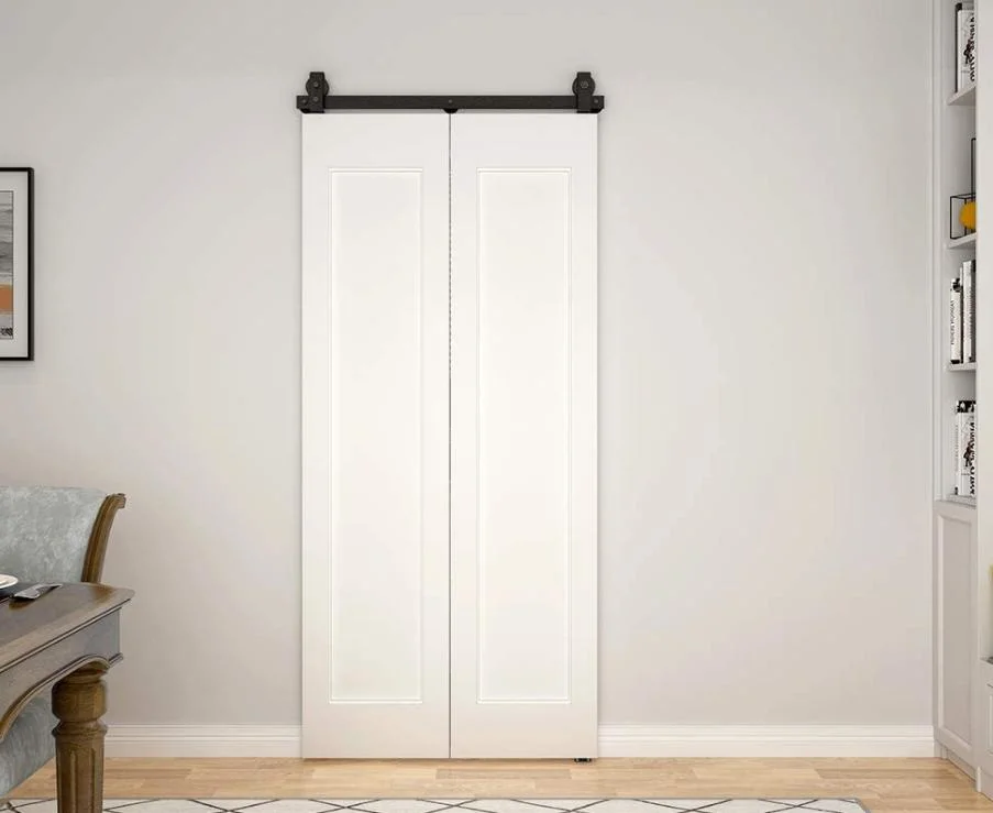 Porte pliante de grange à rouleaux pour kit de porte de grange à deux vantaux pour 4 portes.