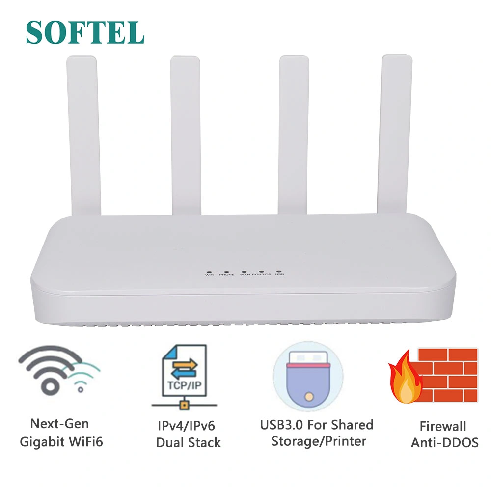 1xpon+4ge+1pots+USB3.0+WiFi6 Router Dual Band Epon Gpon WiFi6 Ont Dual Band