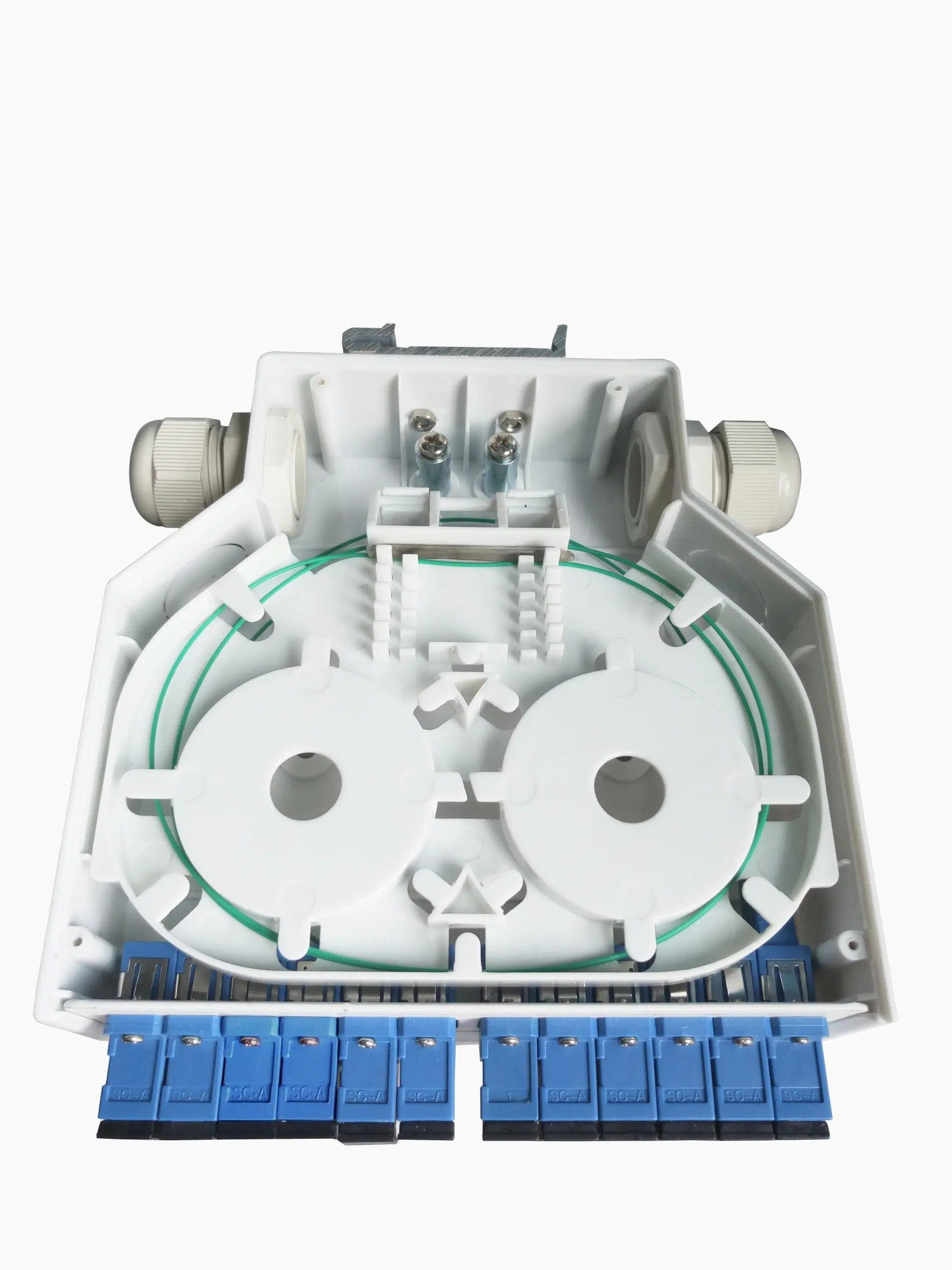 Boîte de jonction fibre à rail DIN 12 ports pour adaptateur SC à picots en plastique