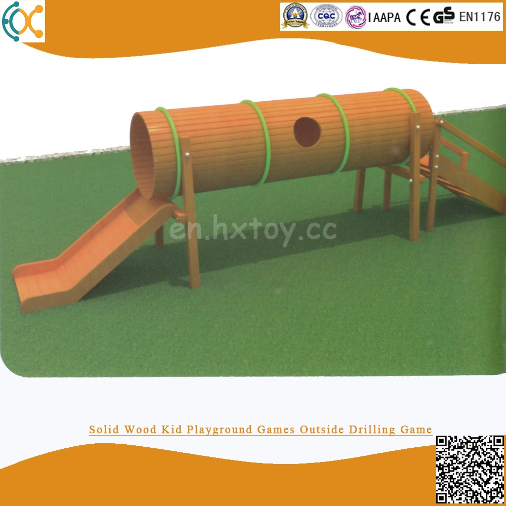 Solid Wood Kids Playground Games Outside Drilling Game Wooden Bridge