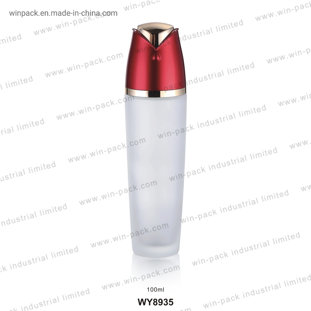 Winpack Factory Supply Frosted Round Glass Pump Cosmetic Bottle Packing