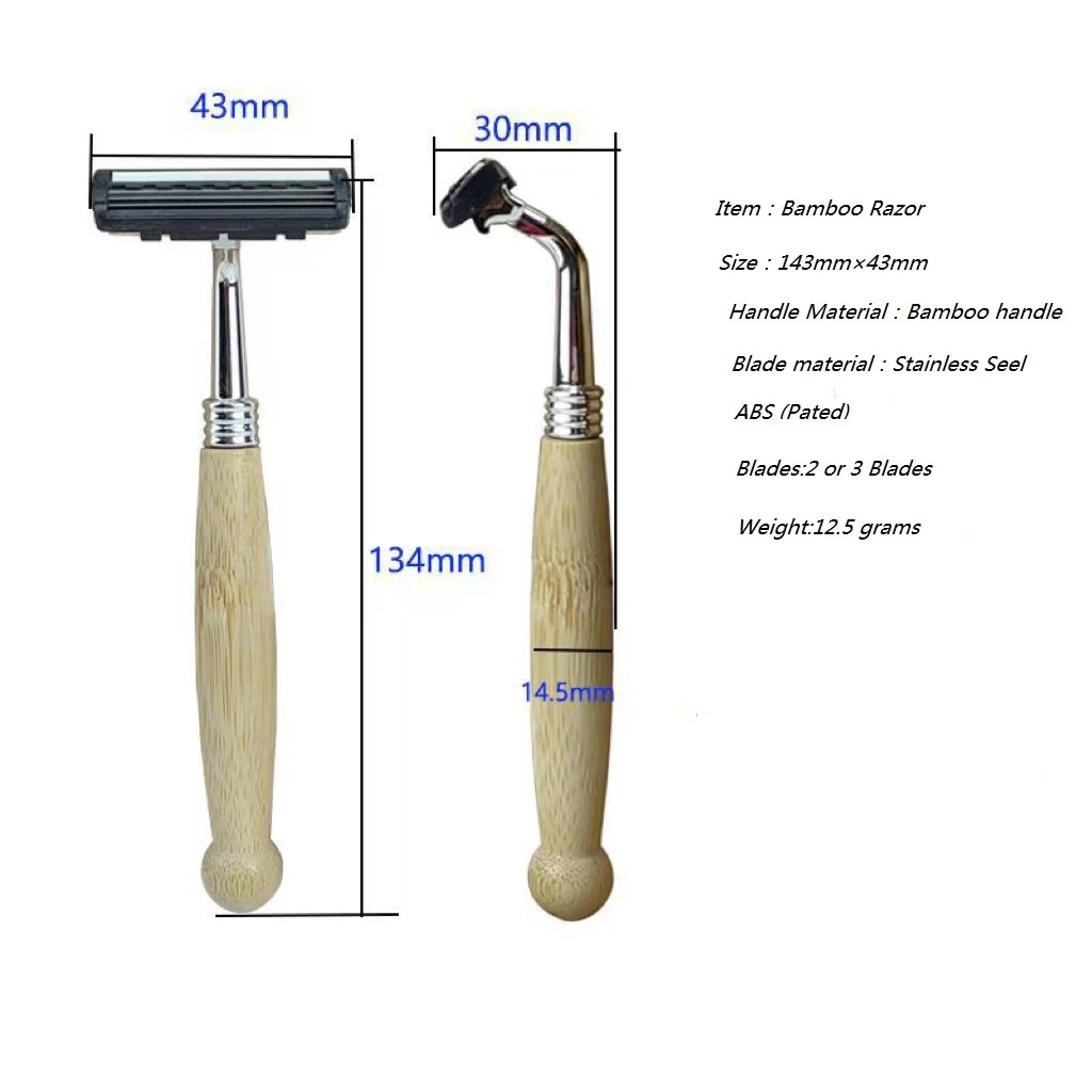 Customized Optional Blade Razor Disposable Bamboo Handle Hotel Razor Eco Friendly Shaving