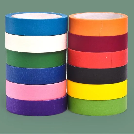 Colorful High Adhesive 50m Long Crepe Paper Cheap Masking Tape for Painting