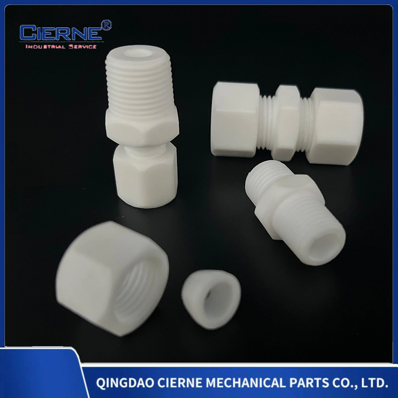 PTFE Pipe Connector Ring Joint Tee Straight Single Opening White Flanged Square Connector