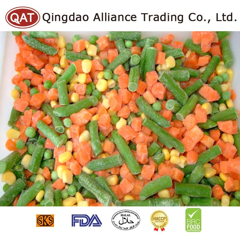 Original Factory Supplier Frozen Mixed Blend Vegetables IQF 3/4 Ways Frozen Mixed Crop Vegetables with Carrots/Green Peas/Corn Kernels with Brc Kosher