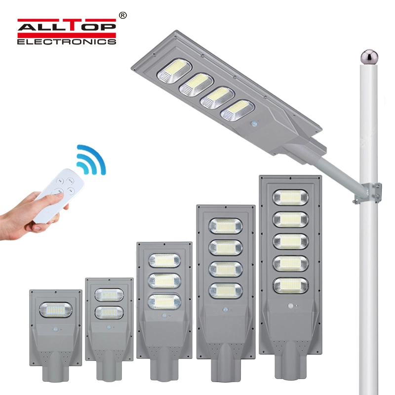 Alltop de alta potência, 30 W, 60 W, 90 W, 120 W, 150 W, poupança de energia Sistema de iluminação Solar Produtos Sensor luzes LED Jardim IP66 Exterior Todos em um Solar Street lâmpada