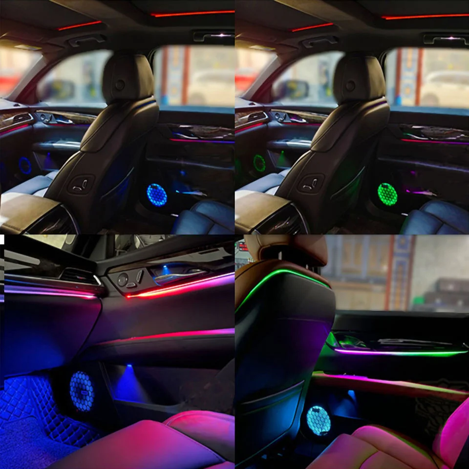 China Factory APP RGB Control Car Interior 18 en 1 Luz ambiental Sinfonía 64color banda óptica decoración interior Luz ambiental