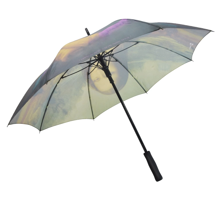Fantasia elegante impressão digital personalizada e promocional para homem duradoura inquebrável personalizável Personalizado sem guarda-chuva reta mínima