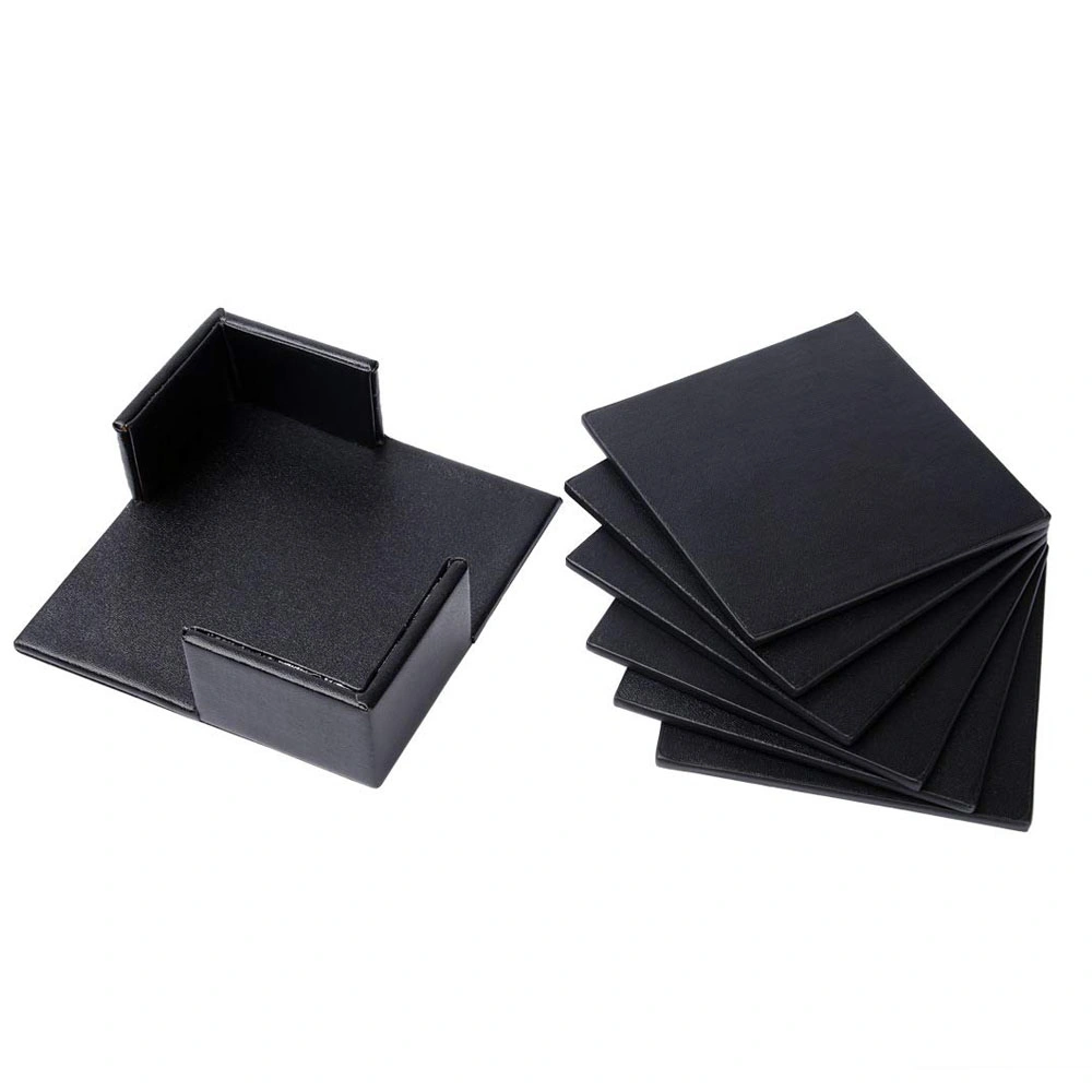 Emboss Logo Square PU Leather Cup Coasters Custom Cup Mat