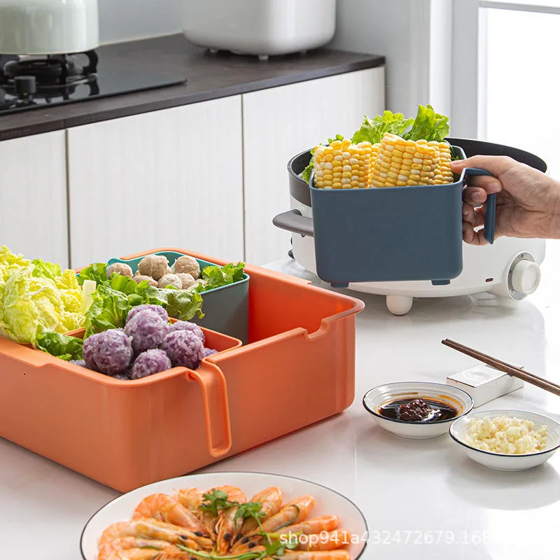 Double-Layer Drain Basket Fruit Vegetable Multi-Purpose 2 Grids Plastic Basket