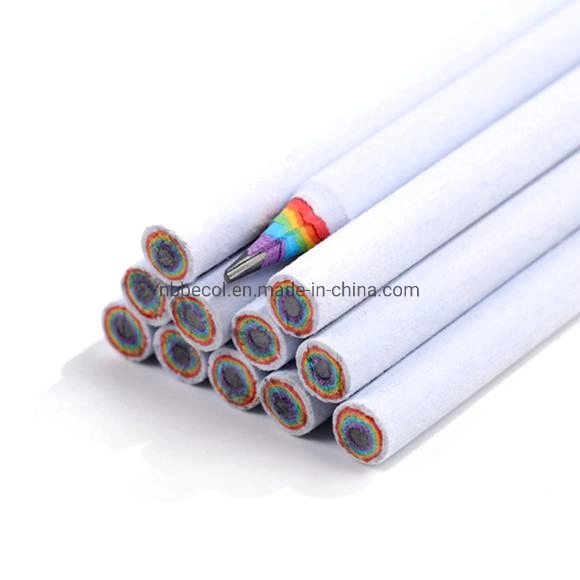 Promotional 7 Inches Rainbow Paper Pencil with Color Pencil Paper Box Package