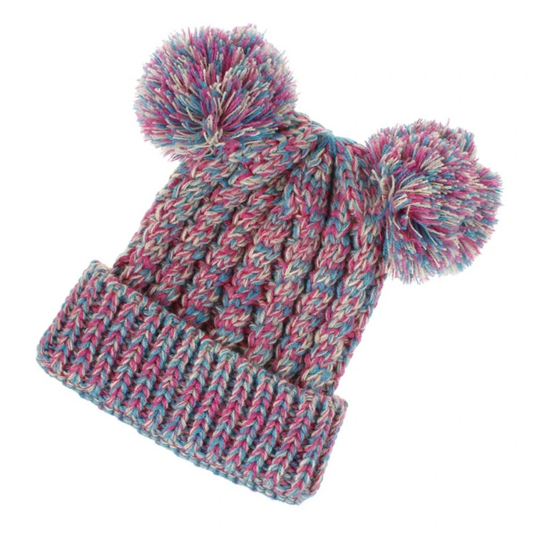 Child Beanie Fashion New Elasticity Boy Girl Casual Simple Double Pompom Hat