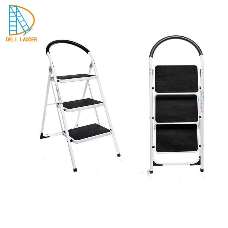 Deliladder 3 Step Folding Portable Steel Ladder for Home