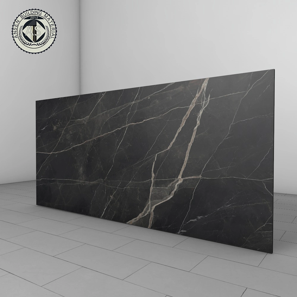 3200*1600 mm Marble Looking Polishing Large Size Calacatta Black Sintered Stone