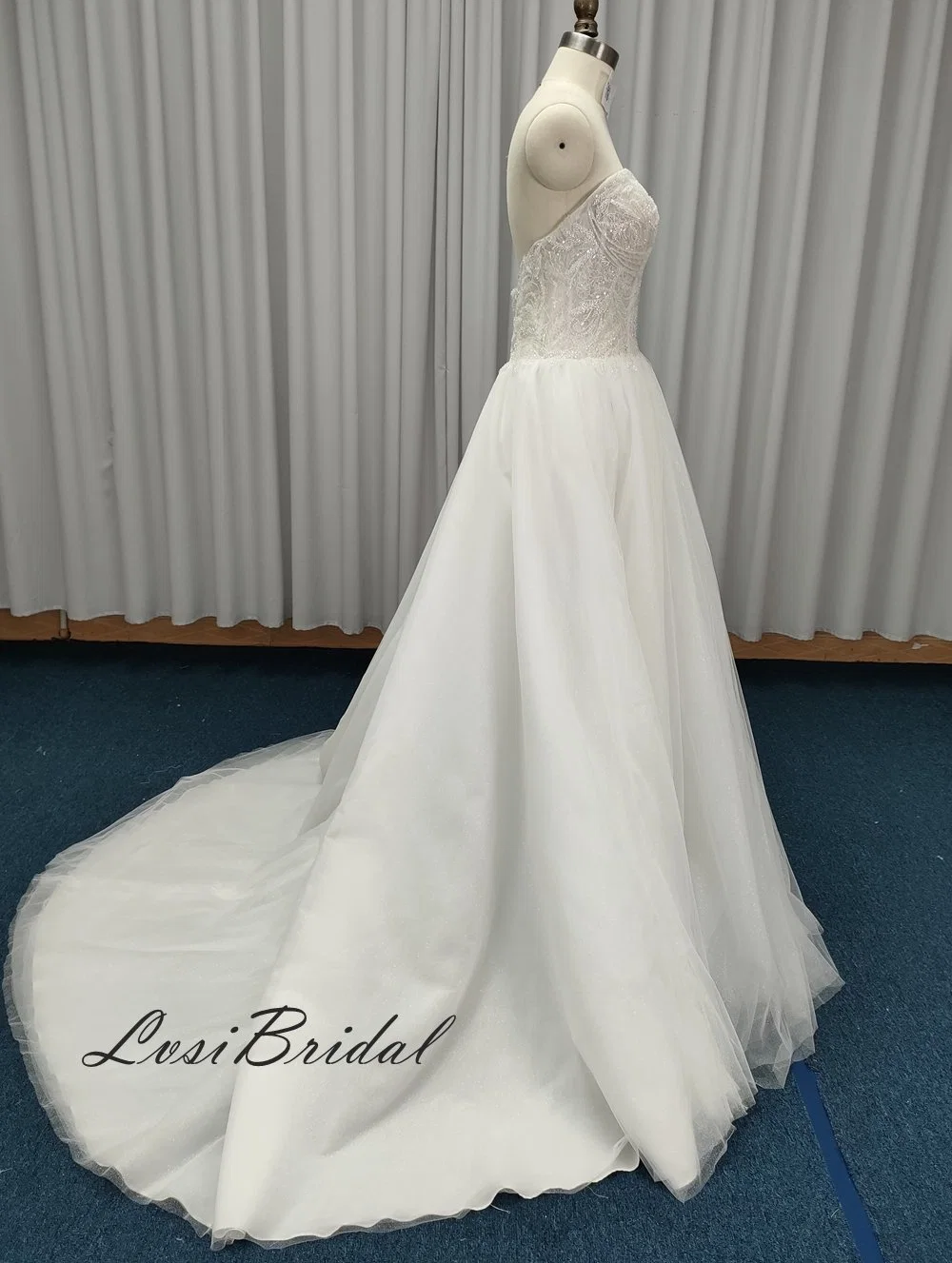 22503 Sweetheart Neckline with Shoulder Heavy Beads with Wedding Dresses A-Line Tulle Skirt Bridal Gown Dress Foreign Trade Simple Style Dress