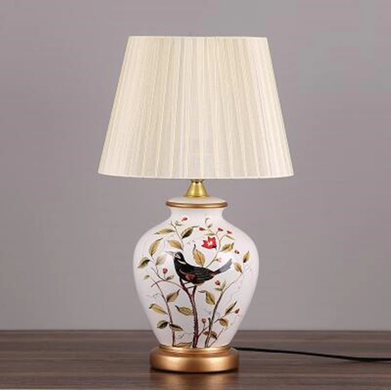 Vintage Retro Country chinois porcelaine céramique tissu E27 Dimmer Table Lampe en porcelaine (WH-MTB-107)