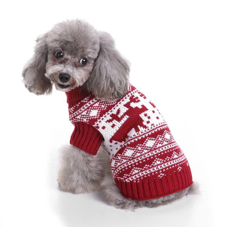 Small Dog Stripe Sweater Knitted High Collar Four Legged Dog Clothing Pet Christmas Clothes