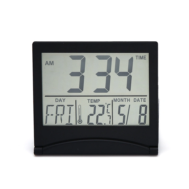 Faltbarer tragbarer Schreibtisch digitaler LCD-Wecker mit Kalendertemperatur Thermometer LED Faltbare schlanke Uhr für Reisen