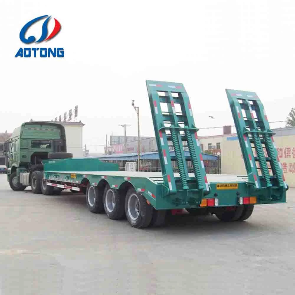 Double Axis Drop Deck Semi Trailer with Tri-Angle Widening Support