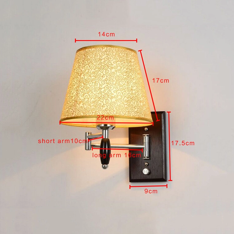 Jlw-14932 Hotel Home Bedroom Bedside Adjustable Swing Arm Wood Wall Lamp