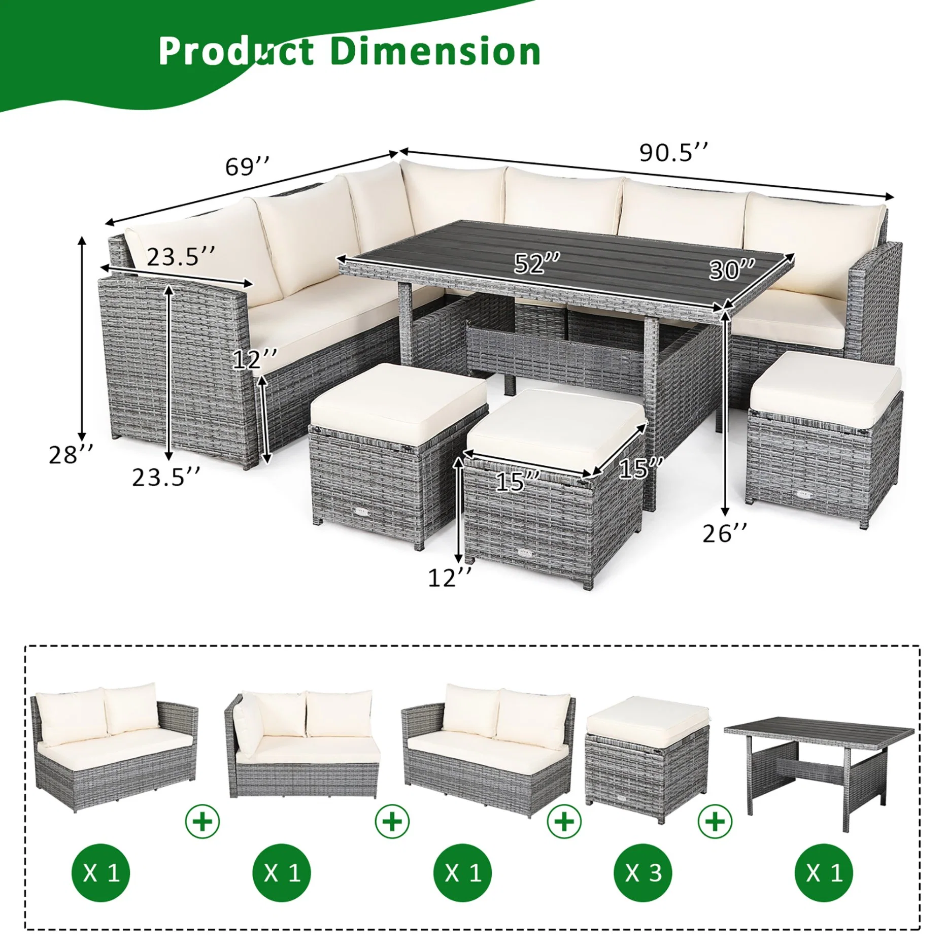 Patio Furniture Rattan Outdoor Dining Set