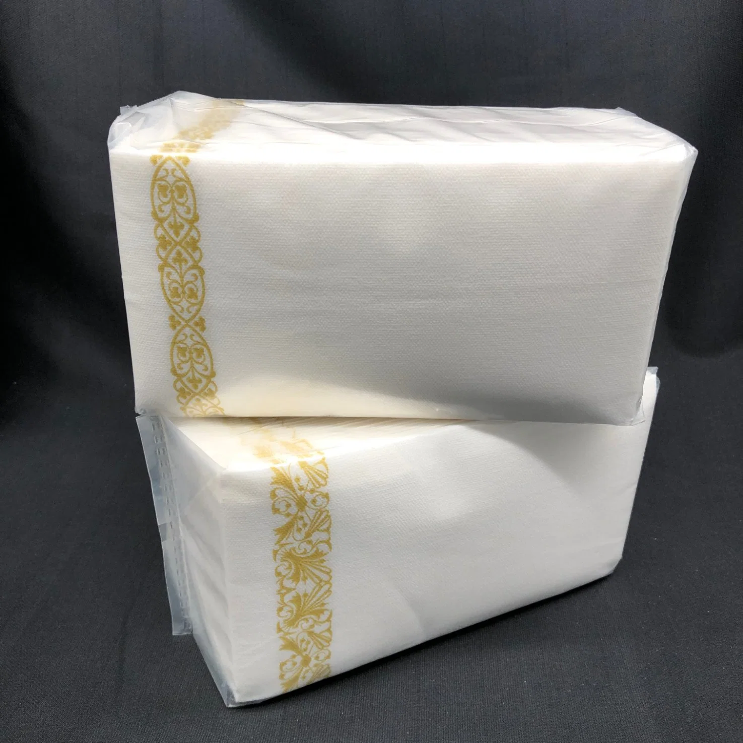 1ply Airlaid Gold Printed Logo Dinner Paper Napkins