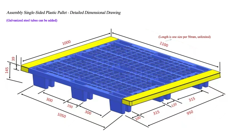 Variedade de cores rede de uma face montada palete de plástico Hdpp/HDPE fabricante