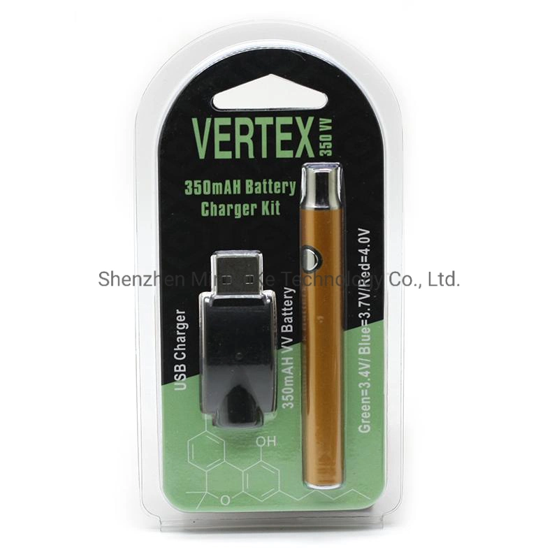 Pré-aquecimento Vertex Vape Bateria Caneta 350mAh Tensão Variável de preaquecimento 510 Thread para os cigarros e os cartuchos Vapes Baterias