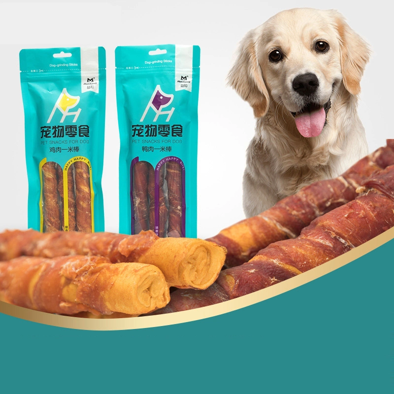 Pet Snacks Chicken and Duck Meat One Meter Stick Dog Teeth Grinding Teeth Cleaning Cowhide Wrapped Meat Dog Bite Glue Food