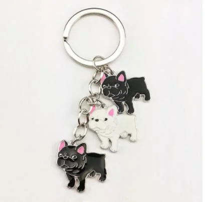 Best Selling Custom Studded Tumbler Rabbit Bulldog Metal Souvenir Keychain