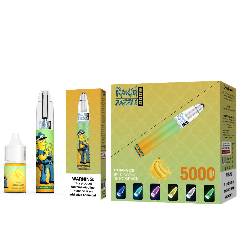 R&amp;M Dazzle 5000 пуфы 5% никотина соль 10 мл E-Liquid 5000 манжеты на устройство 6-цветная батарея RGB Light Катушка Mesh