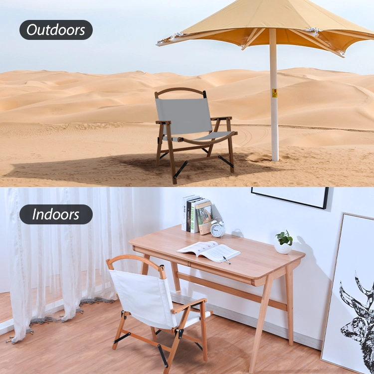 Amazon Hot Sell Outdoor Foldable Beech Chair White Natural Color Beech Wood Folding Kermit Chair