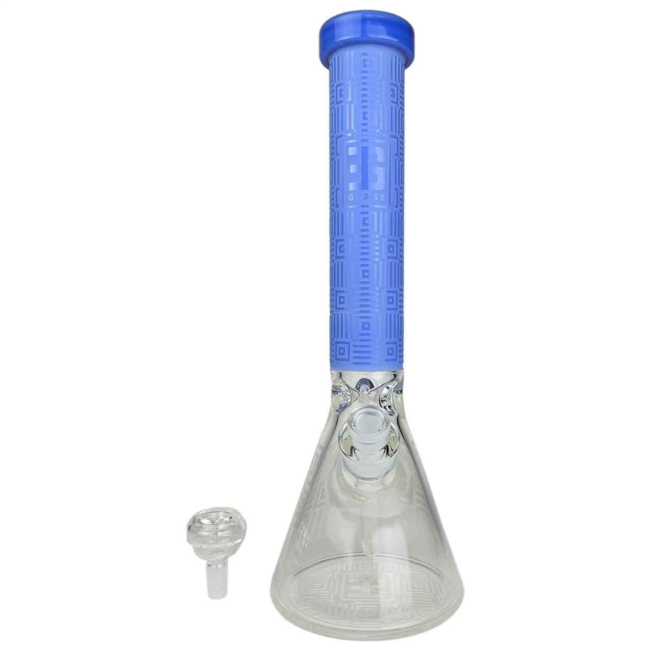 15" Etched Decal Square Beaker Water Pipe - with 14m Bowl Glass Pipe Glass Smoking Pipe Smoke Rolling Paper Water Pipe