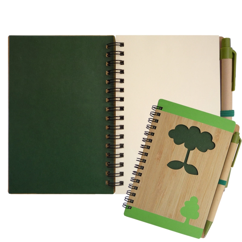 Customized Logo Bamboo Cover Eco Spiral Notebook for Promotion Gift