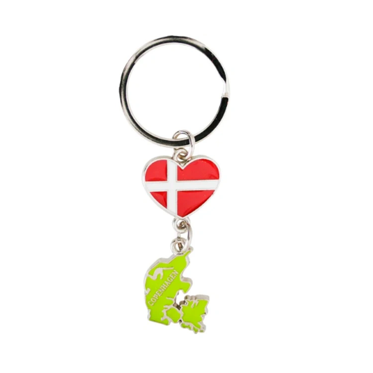 Factory Price Metal Copenhagen Denmark Souvenir Keychain