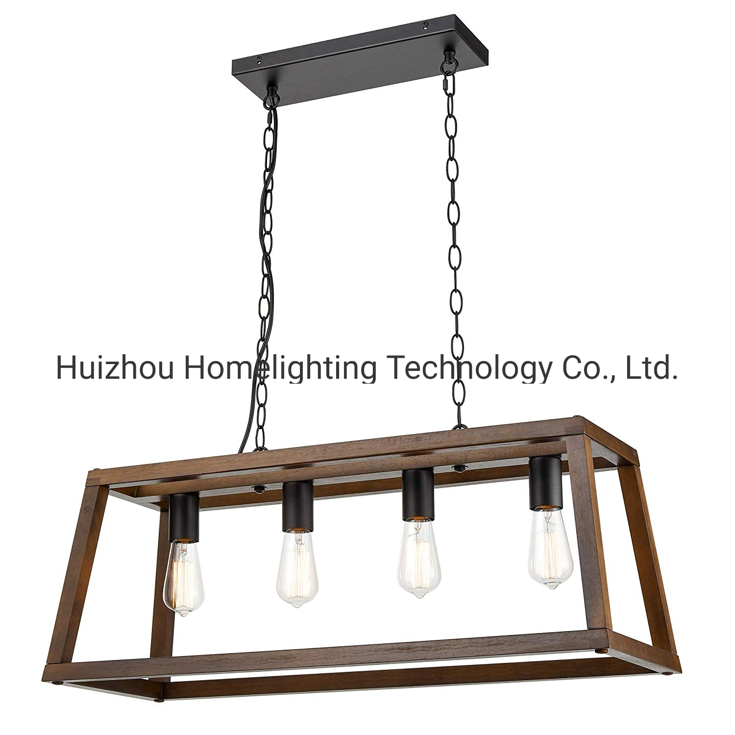 Jlc-3021 Industrial Style Loft Wood Pendant Lamp 4 Light Chandelier Lighting Fixture